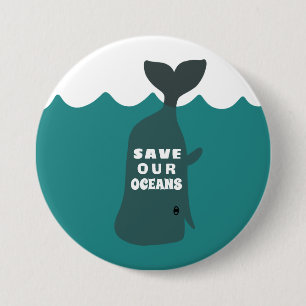 Save Our Oceans Environmental Art Whale Kids 7.5 Cm Round Badge