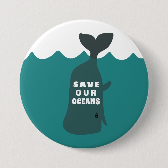 Save Our Oceans Environmental Art Whale Kids 7.5 Cm Round Badge (Front)