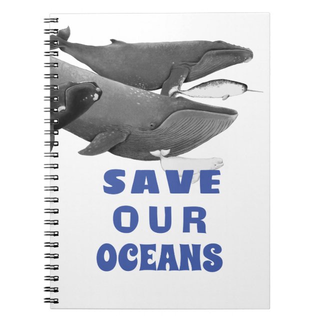 Save Our Oceans Environmental Art Whale    Notebook (Front)