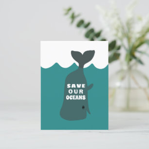 Save Our Oceans Environmental Art Whale  Postcard