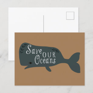 Save Our Oceans Environmental Whale Brown Postcard
