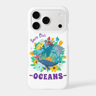 Save our oceans Flower Whale Colourful Design Eart