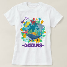 Save our oceans Flower Whale Colourful Design Eart