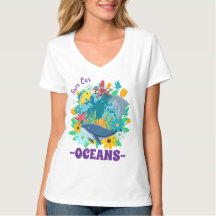 Save our oceans Flower Whale Colourful Design Eart