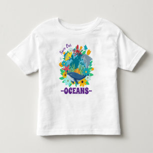 Save our oceans Flower Whale Colourful Design Eart Toddler T-Shirt