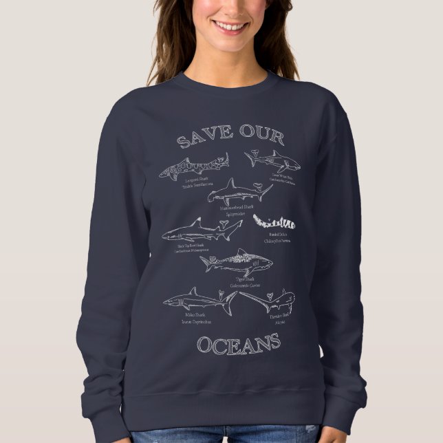 Save Our Oceans Shark Crewneck Sweatshirt (Front)