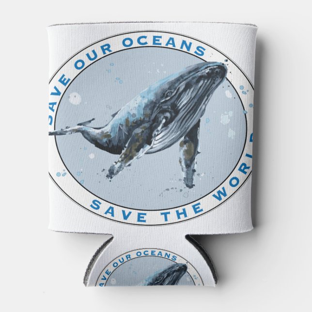 Save Our Oceans - Whale Design Can Cooler (Front)