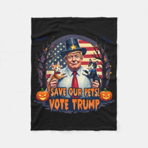 Save Our Pets Vote Trump Patriotic Cat Lovers Hall Fleece Blanket