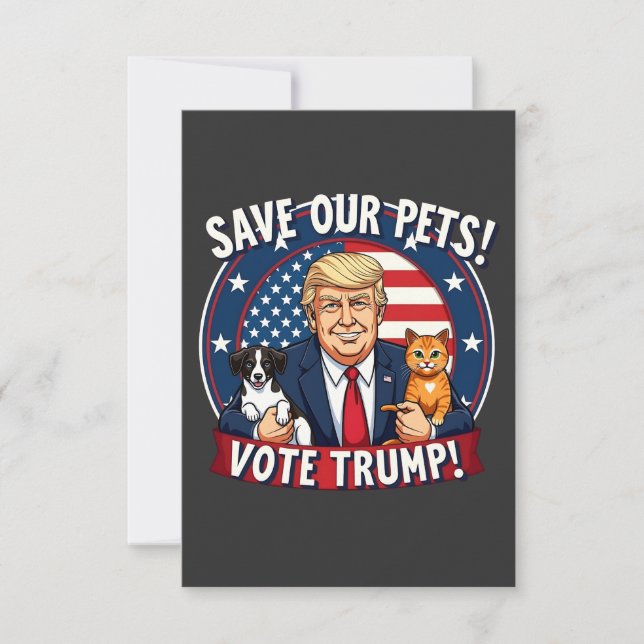Save our Pets Vote Trump Pets For Trump Thank You Card (Front)