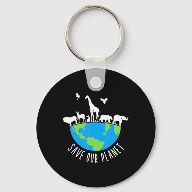 Save Our Planet Animals Conservation Earth Day  Key Ring (Front)