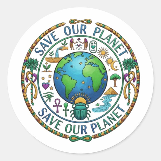 SAVE OUR PLANET CLASSIC ROUND STICKER (Front)