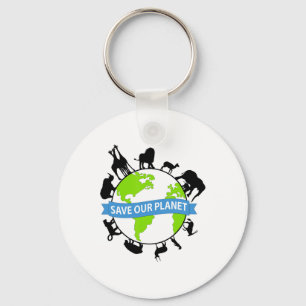 Save Our Planet Cute Earth Day Men Women Kids Key Ring