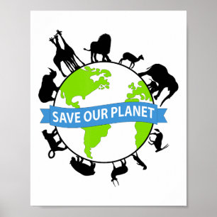 Save Our Planet Cute Earth Day Men Women Kids Poster