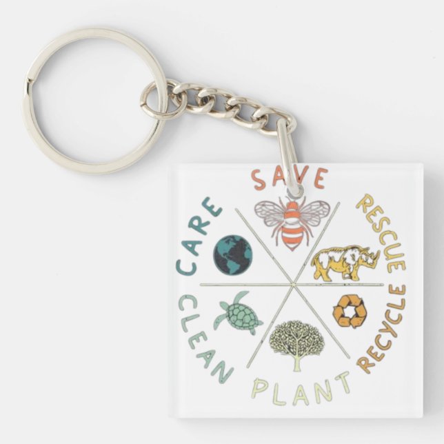 🌎💚 Save Our Planet 🌿 Key Ring (Front)