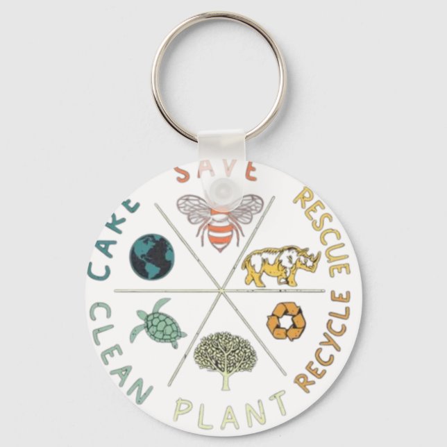 🌎💚 Save Our Planet 🌿 Key Ring (Front)