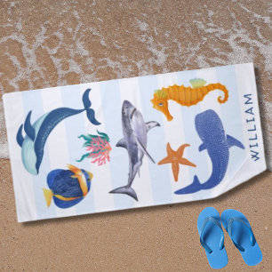 Save Our Seas   Endangered Marine Animals Kids  Beach Towel