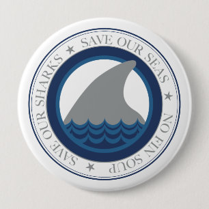 save our sharks 10 cm round badge