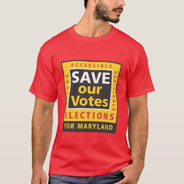 SAVE our Votes logo in MD colours T-Shirt (Front)