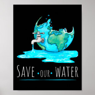 Save Our Waters Earth Day Clean Water Conservation Poster
