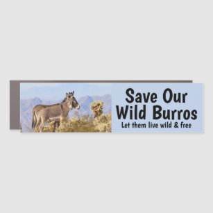 Save Our Wild Burros  Bumper Sticker Car Magnet