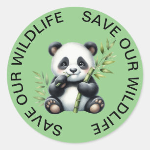 Save our Wildlife Stickers, Panda Graphic Classic Round Sticker