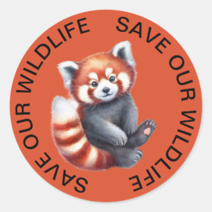 Save our Wildlife Stickers, Red Panda Graphic Classic Round Sticker