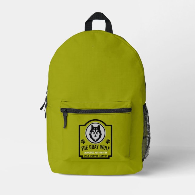Save Our Wolves Wild Life Protection Printed Backpack (Front)