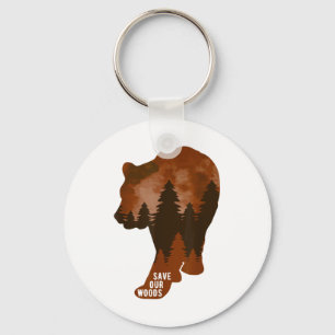 Save Our Woods Environmental Protection Bear Grizz Key Ring