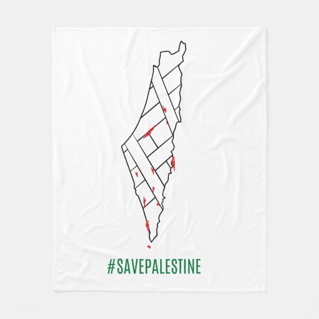Save Palestine bleeding map - Freedom for Palestin Fleece Blanket (Front)