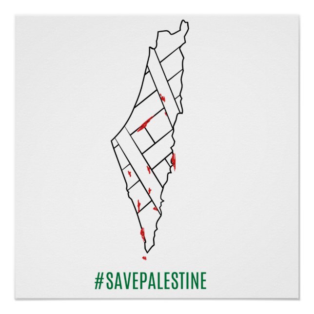 Save Palestine bleeding map - Freedom for Palestin Poster (Front)