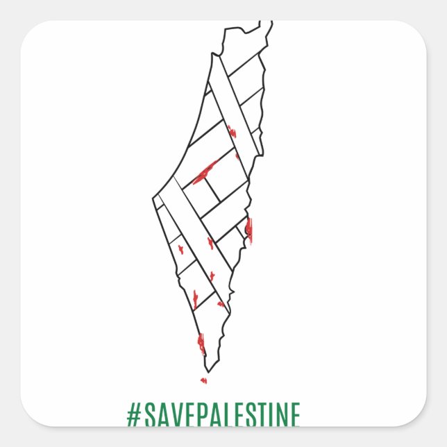 Save Palestine bleeding map - Freedom for Palestin Square Sticker (Front)