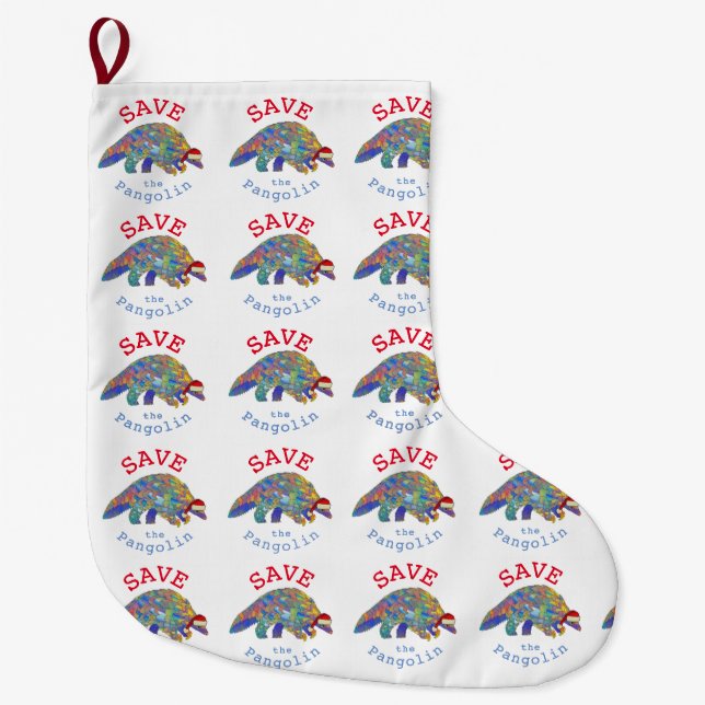Save Pangolins Colourful  Large Christmas Stocking (Front)