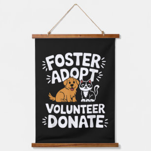 Save Pet Foster Adopt Volunteer Donate Dog and Cat Hanging Tapestry