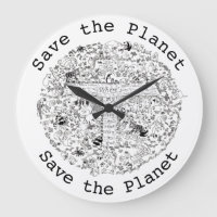Save Planet Earth Animals & Trees Line Drawing Art