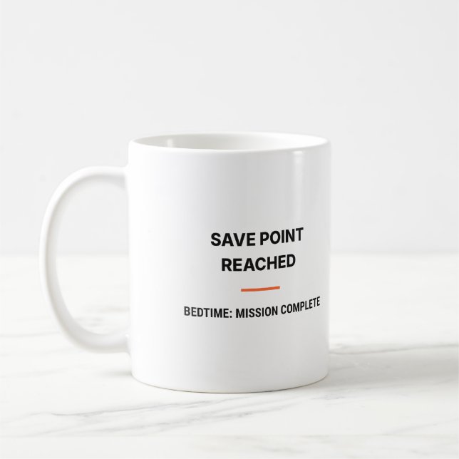 Save Point Reached Bedtime Mission Complete Mug (Left)