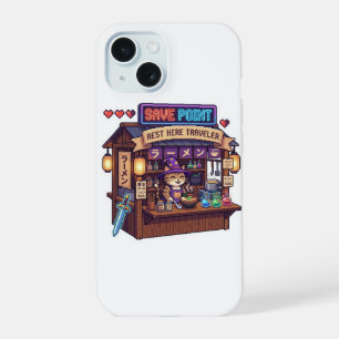 Save Point Rest Here Traveler - 16-Bit Pixel Art C iPhone 15 Case