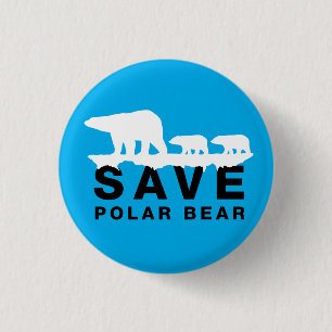 Save Polar Bear 3 Cm Round Badge