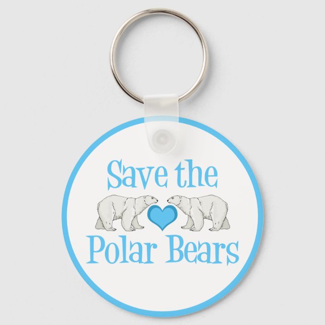 Save Polar Bears Cute Animal Activist Key Ring (Front)