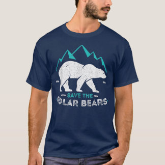 Save Polar Bears Long Sleeve Animal Vintage Retro  T-Shirt