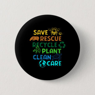 Save Rescue Recycle Planet Climate Change Funny Ea 6 Cm Round Badge