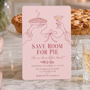 Save Room For Pie Coquette Pink Line Art Invitation