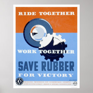 Save Rubber Commute 1943 WPA Poster