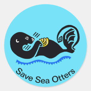 Save Sea OTTERS  - Nature -  Wildlife - Blue  Classic Round Sticker