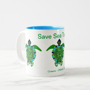 Save Sea TURTLES- Animal lover - Wildlife - Two-Tone Coffee Mug