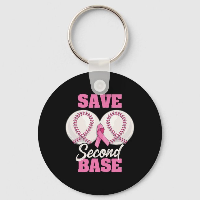 Save Second 2nd Byse Fun Bysebyll Breast Cancer Aw Key Ring (Front)