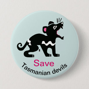 Save Tasmanian devils - Endangered animal graphic  7.5 Cm Round Badge