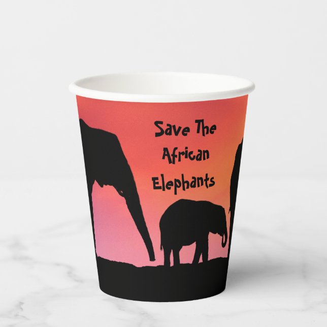 Save The African Elephants Paper Cups (Front)