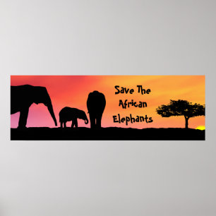 Save The African Elephants Poster