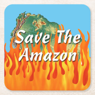Save The Amazon Square Paper Coaster