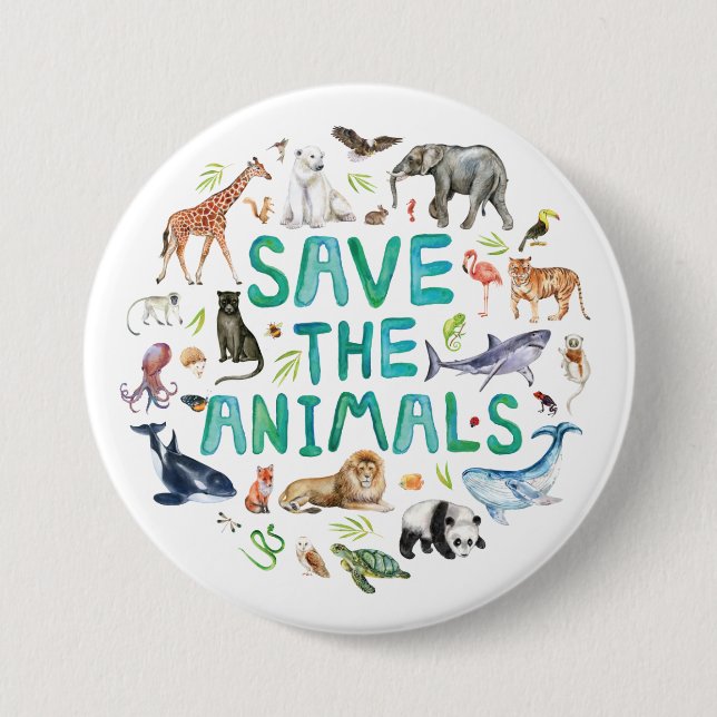Save the Animals Button (Front)